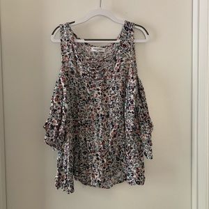 Floral Cut-Out-Shoulder Top